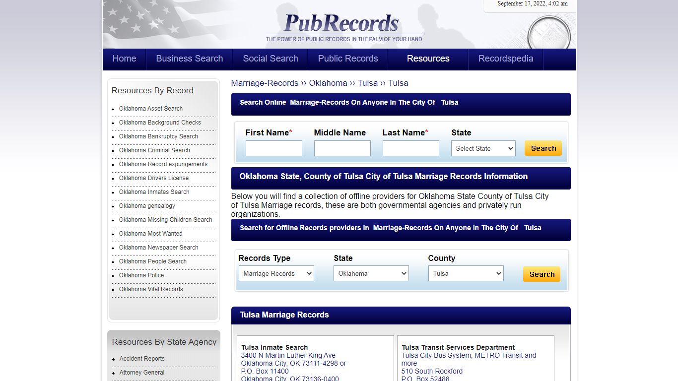 Tulsa, Tulsa County, Oklahoma Marriage Records - Pubrecords.com